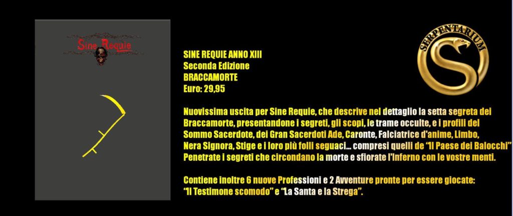 Play Modena 2018 Sine Requie - Scheda riassuntiva Braccamorte