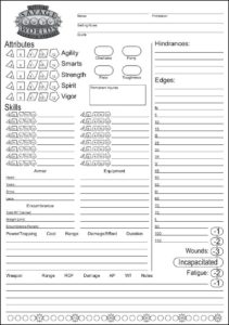 Savage Worlds Scheda Personaggio