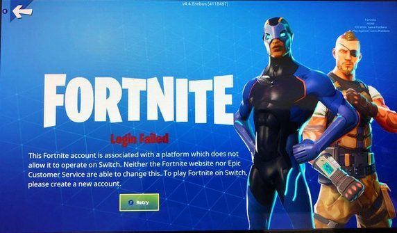 Fortnite Switch Error message