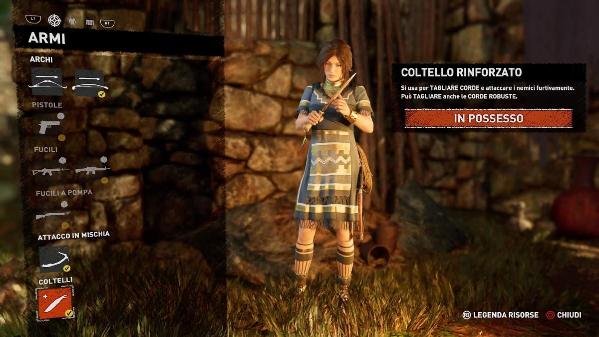 coltello rinforzato shadow of the tomb raider
