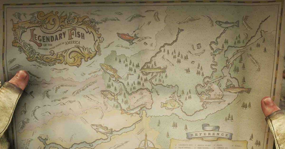 La mappa con la posizione di tutti i pesci leggendari di Red Dead Redemption 2