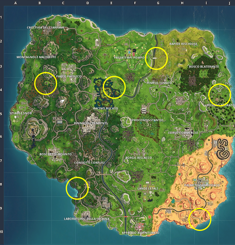 Fortnite stagione 6 settimana 8 tiri al piattello mappa
