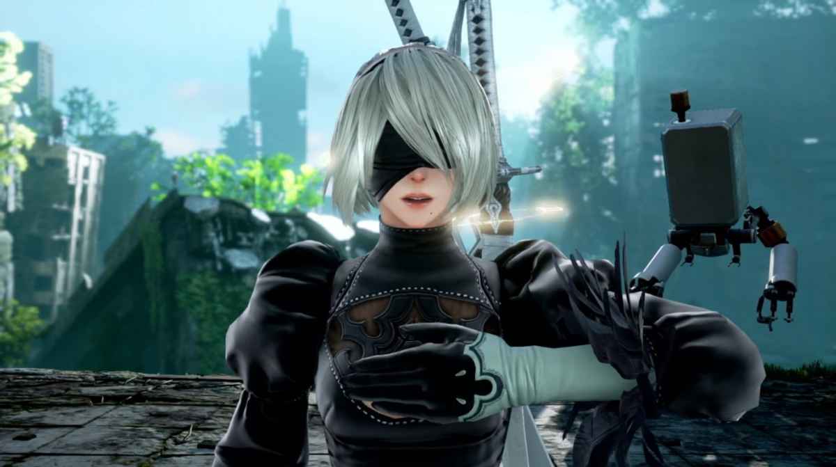 Screenshot di 2B, protagonista di Nier Automata, nel nuovo capitolo di Soul Calibur