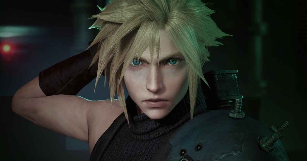 Un close-up di Cloud Strife, protagonista di Final Fantasy VII e di Final Fantasy VII Remake