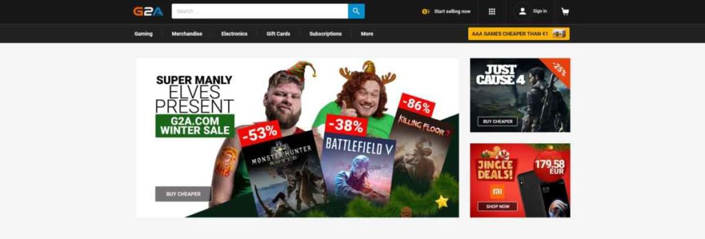 G2A screenshot homepage