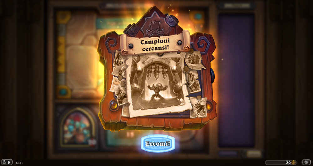 La schermata iniziale della nuova avventura di Hearthstone