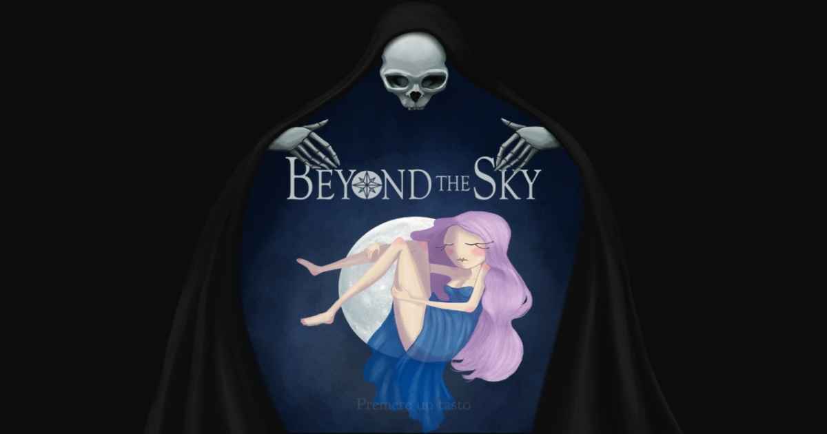 Schermata d'avvio di Beyond the Sky che ritrae la giovane Selene addormentata e circondata dalla Morte