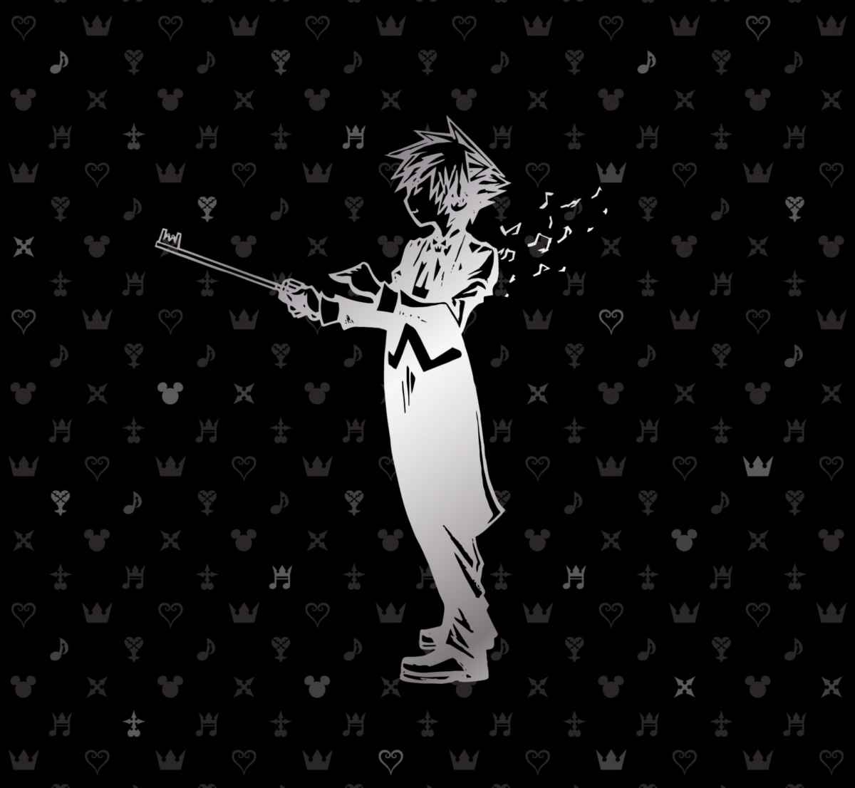 Logo della prima Kingdom Hearts Orchestra raffigurante Sora come direttore d'orchestra