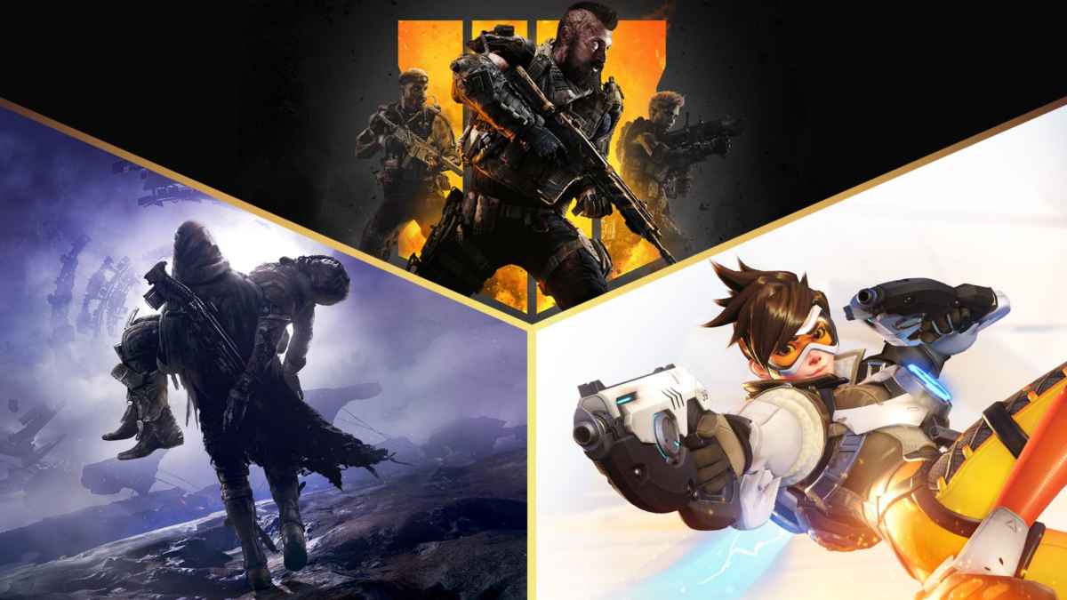 Immagine promozionale delle ip di Activision Blizzard, ovvero Call of Duty, Overwatch e Destiny