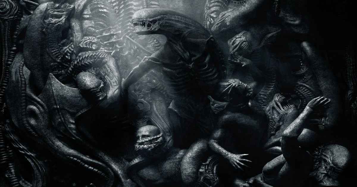 Un bassorilievo che raffigura gli Alien cacciare ed uccidere degli Ingegneri