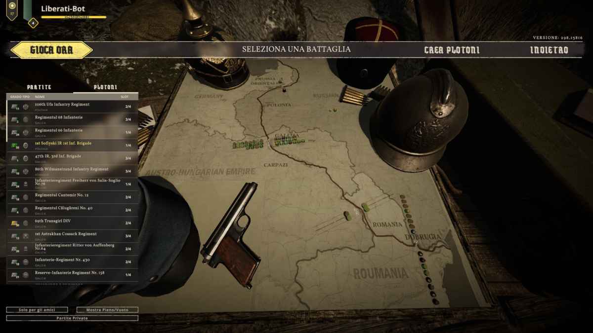 Screenshot che raffigura la schermata di selezione della mappa in Tannenberg