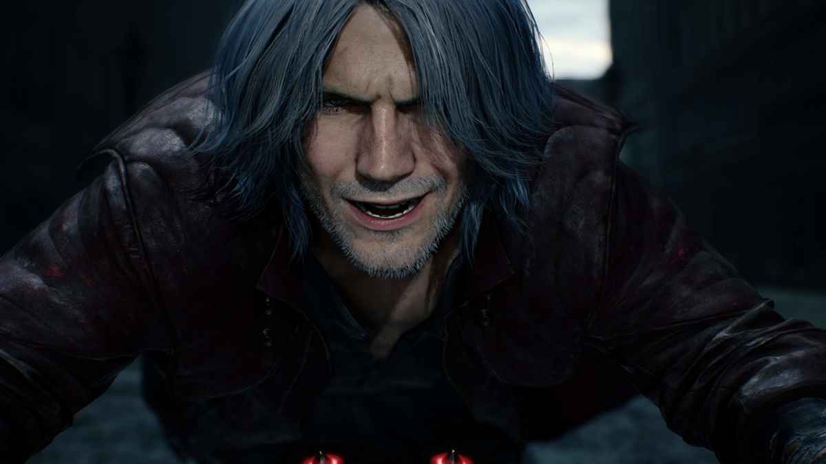 Screenshot da Devil May Cry 5 che raffigura Dante sulla sua motocicletta