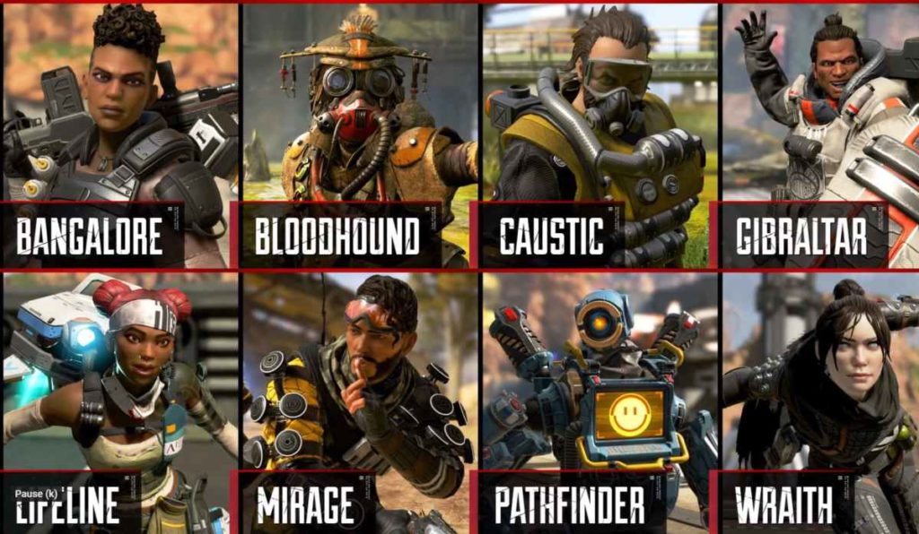 Uno screenshot dei personaggi di Apex Legends