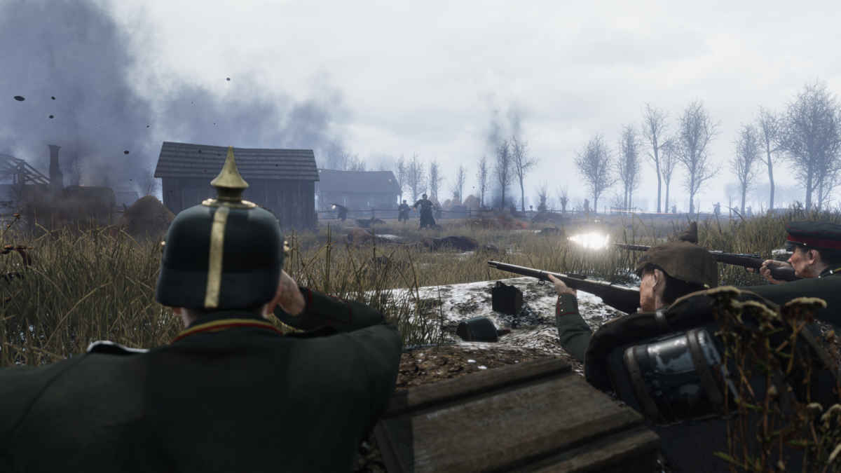 Screenshot di Tannenberg che raffigura una truppa tedesca respingere dei soldati russi