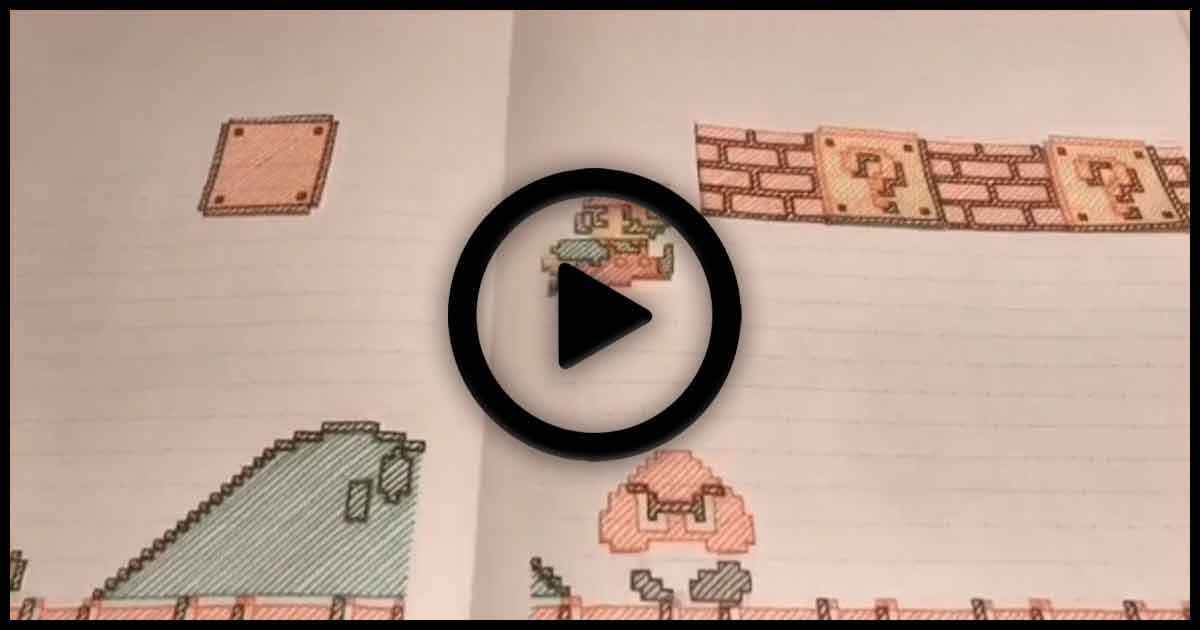 Super Mario Bros ricreato e niamto da un fan con la carta