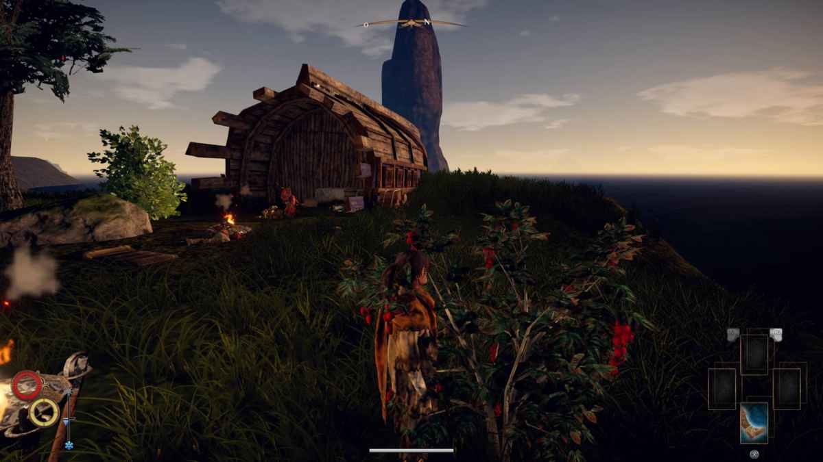 Screenshot che mostra i primi istanti di gioco dopo il naufragio