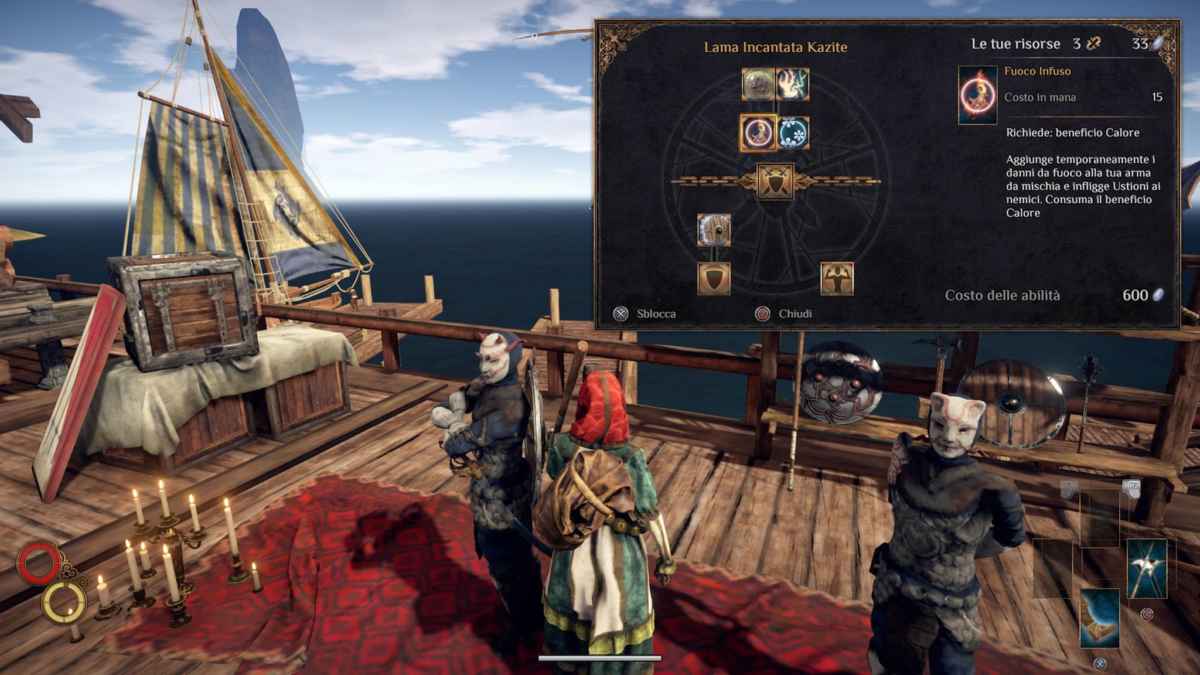 Screenshot di Outward che mostra come sbloccare dei bonus passivi da un addestratore