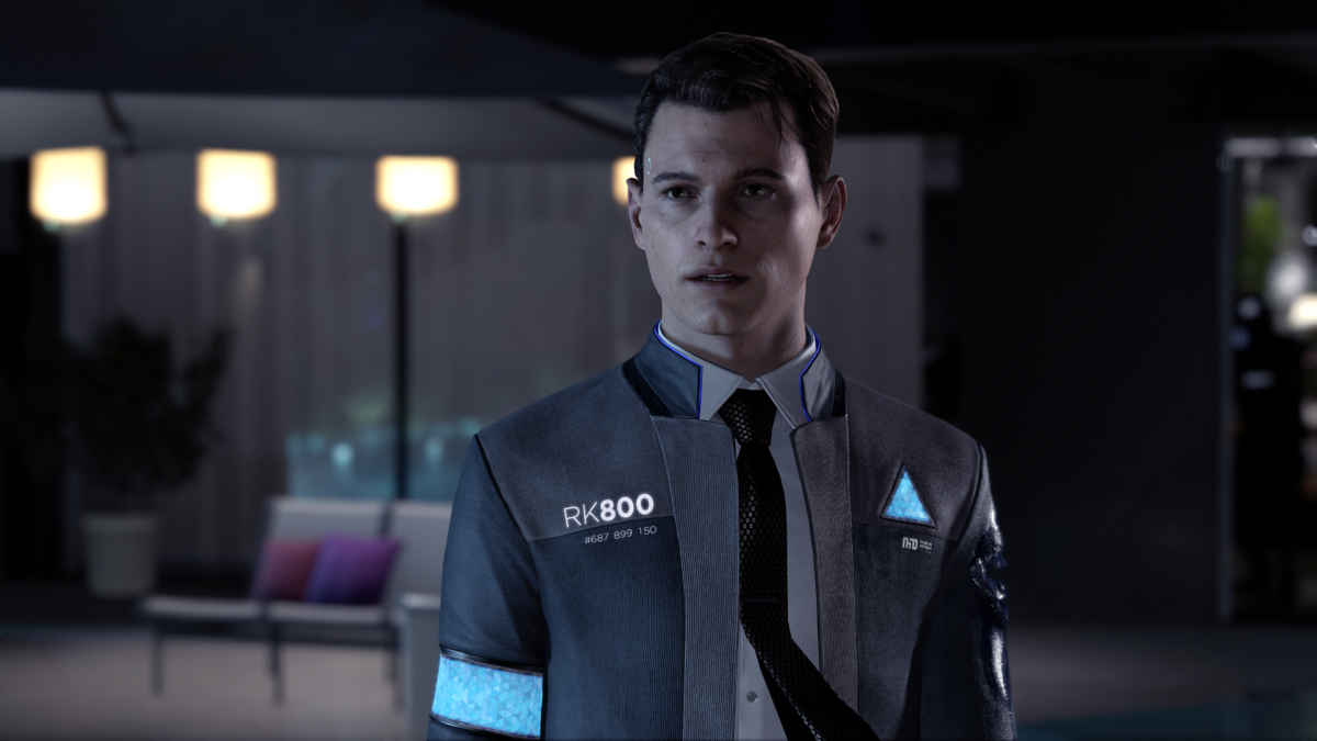 Screenshot da Detroit Become Human che raffigura Connor, uno dei tre protagonisti