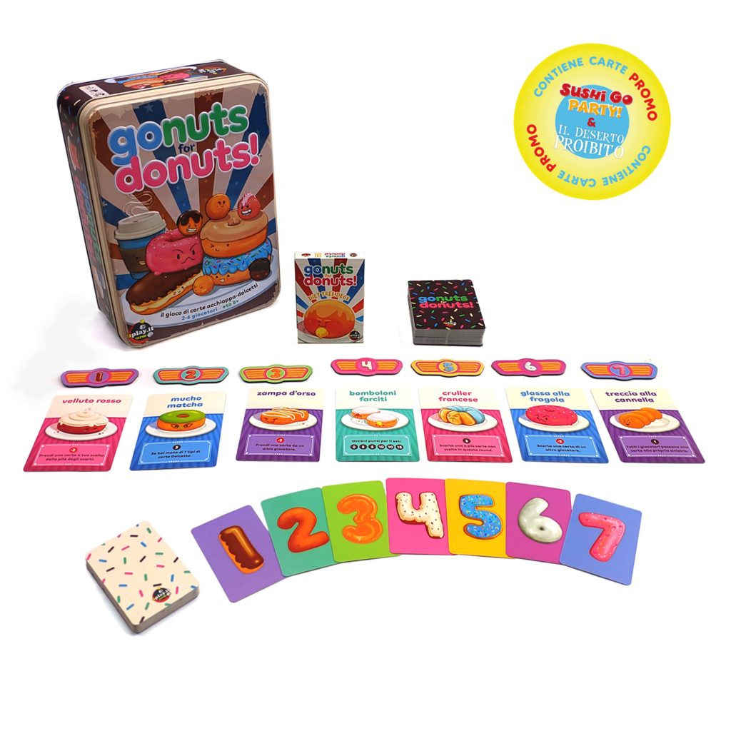 go nuts for donuts scatola e carte