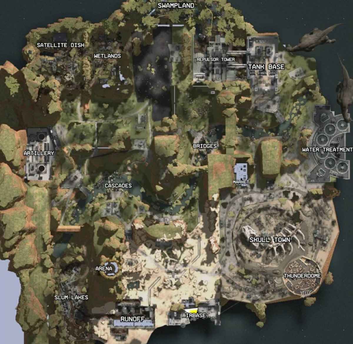 Immagine che raffigura una proto-mappa di Apex Legends, leakata ad Aprile 2018
