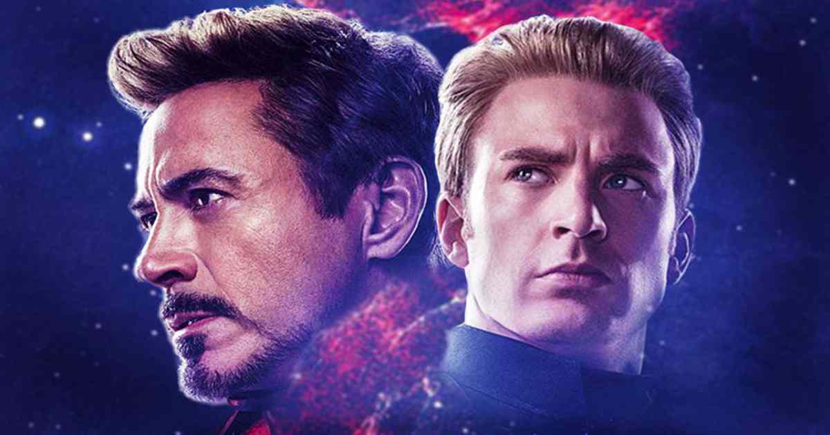Locandina di Avengers Endgame raffigurante Iron Man e Captain America