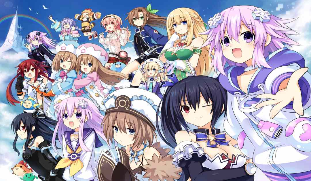 Artwork di Hyperdimension Neptunia che mostra tutte le protagoniste