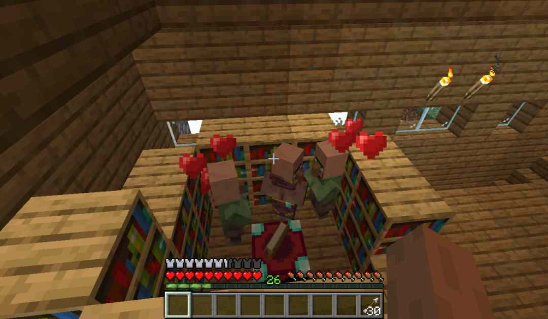 Screenshot dall'ultimo update di Minecraft che mostra dei Villagers accoppiarsi nella casa di un giocatore