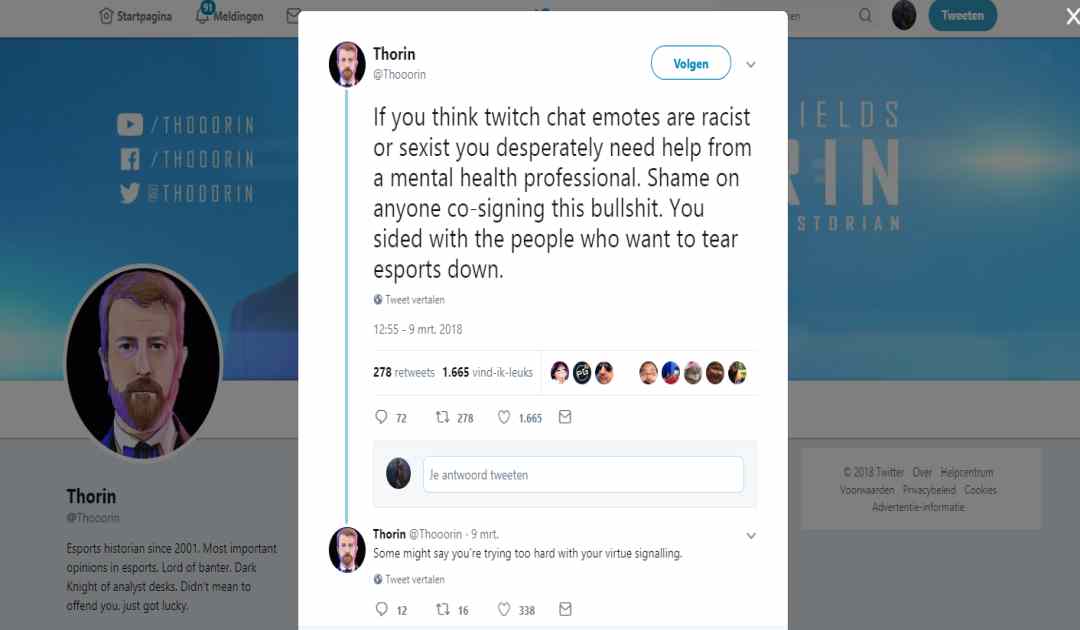 Storico tweet del giornalista Duncan "Thorin" Shields riguardo al problema delle chat razziste