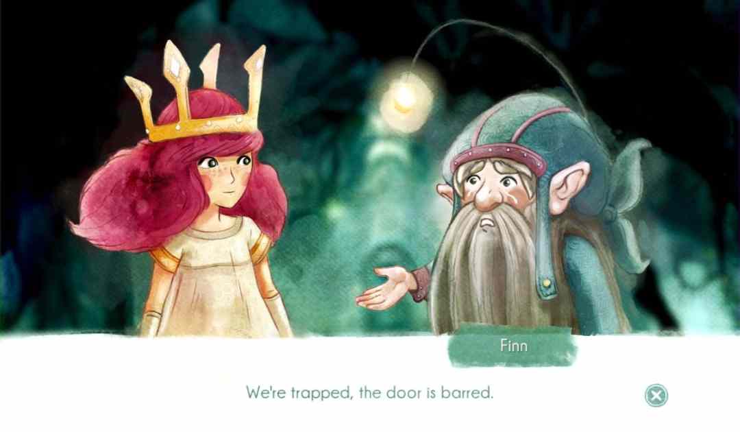 Screenshot che mostra un dialogo in Child of Light