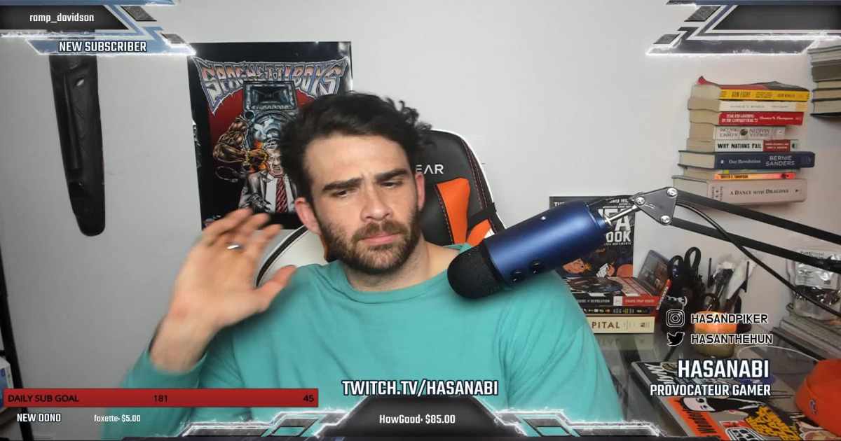 Screenshot da una trasmissione di Hasan "Hasanabi" Piker