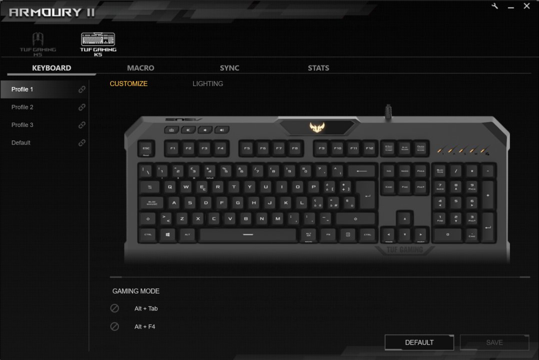 armoury II asus rog K5 profili