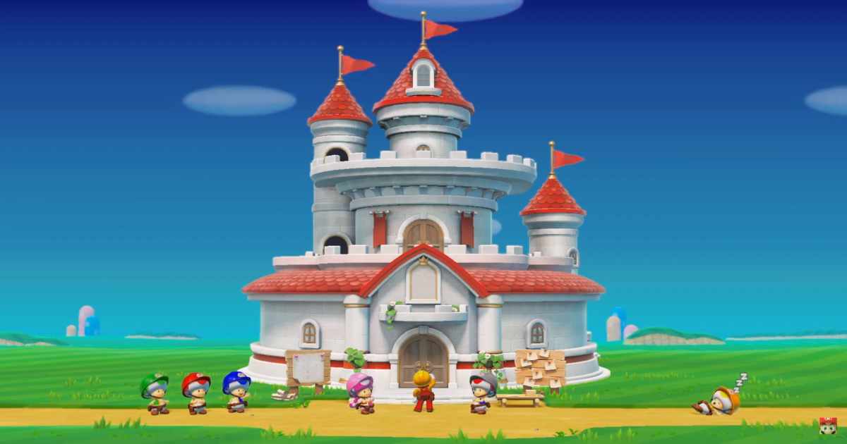Screenshot che mostra il Castello di Peach in Super Mario Maker 2