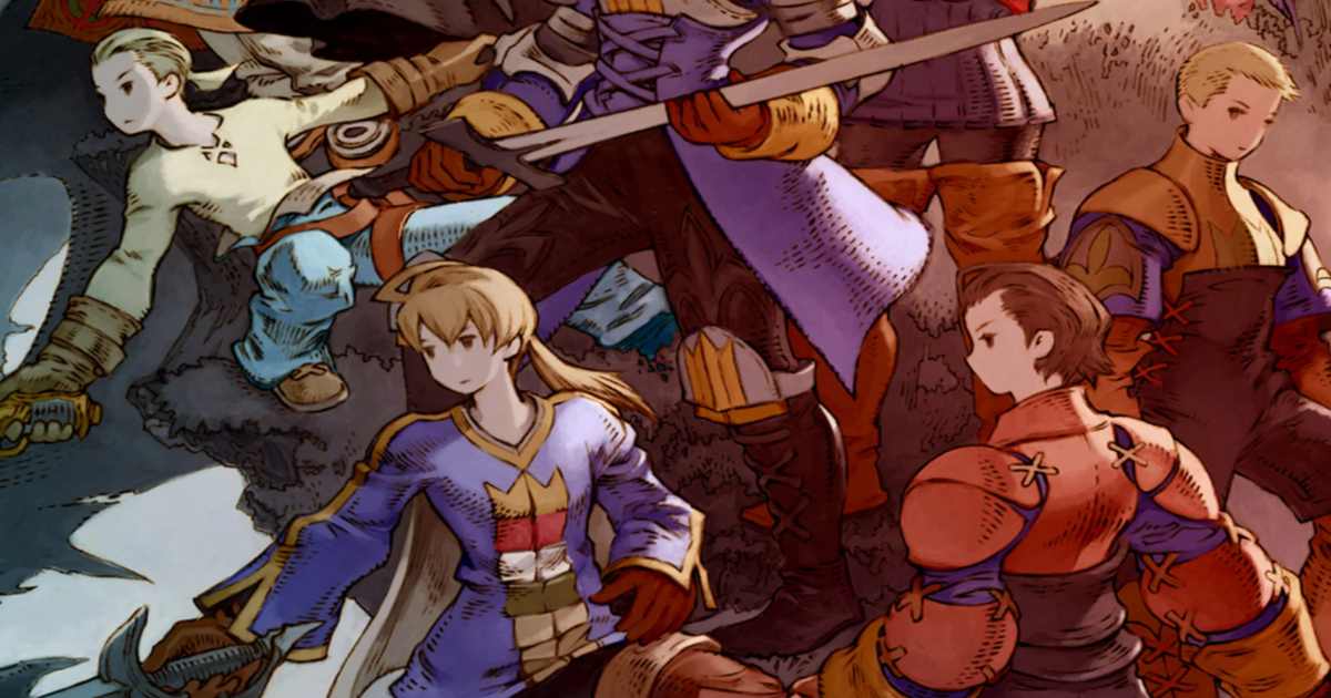 Artwork che mostra Ramza, protagonista di FF Tactics, assieme al suo esercito