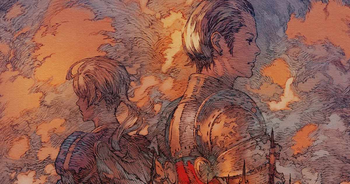 Artwork celebrativo del Raid Return to Ivalice di Final Fantasy XIV che mostra Ramza e Balthier