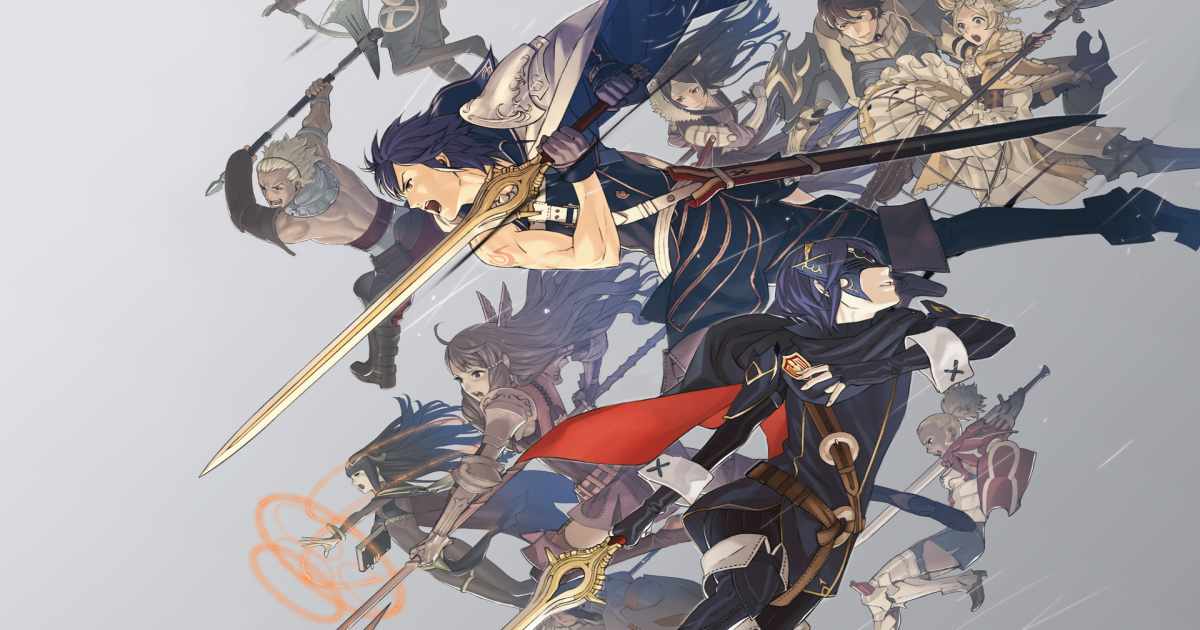 Copertina di Fire Emblem Awakening che raffigura il cast dei protagonisti in assetto da battaglia