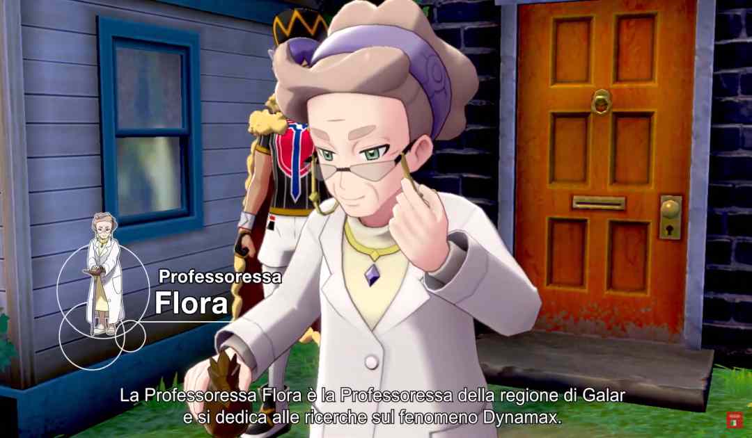 Screenshot della Professoressa Flora in Pokémon Spada&Scudo