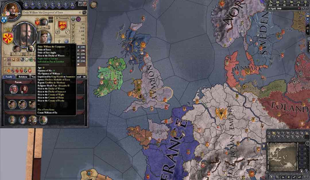 Mappa di gioco di Crusader Kings II