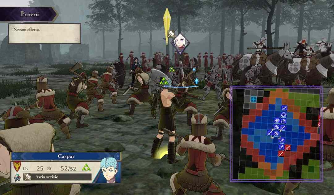 Screenshot da Fire Emblem Three Houses che mostra la nuova telecamera in terza persona per le battaglie