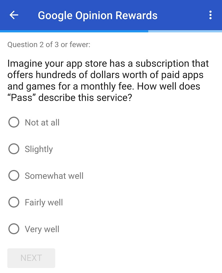 google opinion reward google play pass