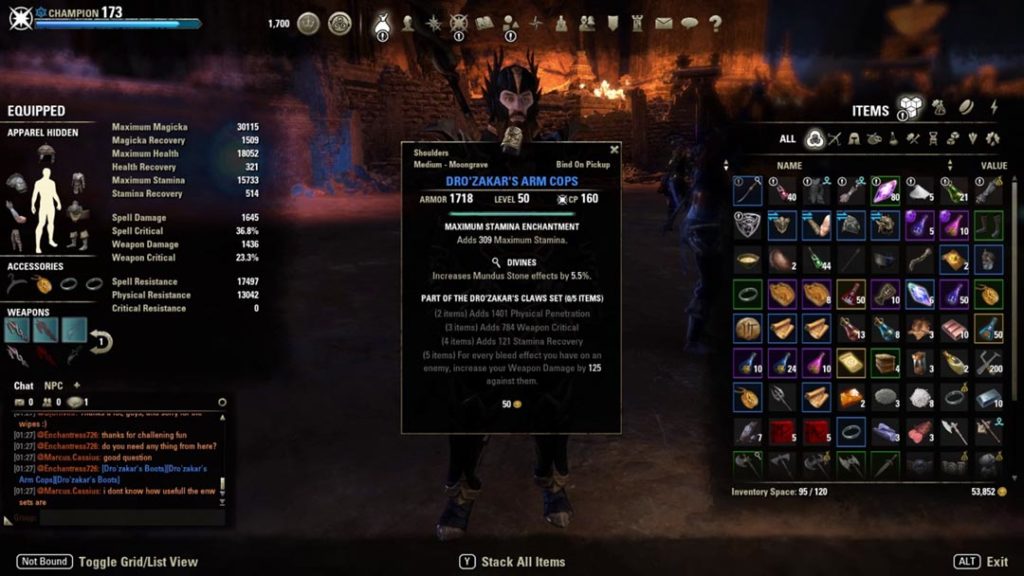 Il loot del dungeon Moongrave Fane