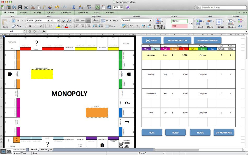 Monopoli, i migliori giochi di Microsoft Excel