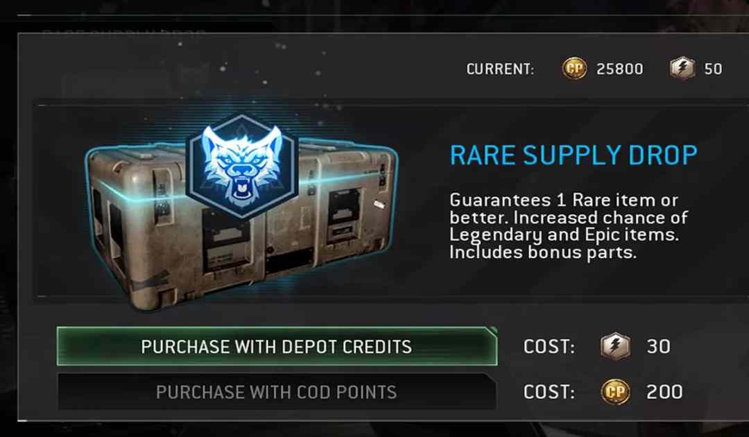 Screenshot di una microtransazione su Call of Duty