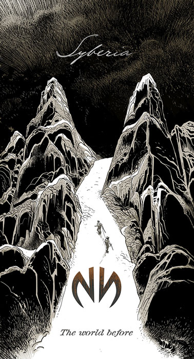 copertina in bianco e nero del nuovo capitolo. Due figure stilizzate scalano una montagna