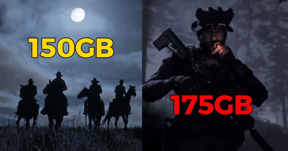 Le copertine di Red dead redemption e Call of duty modern warfare, con indicata sopra la dimensione su disco