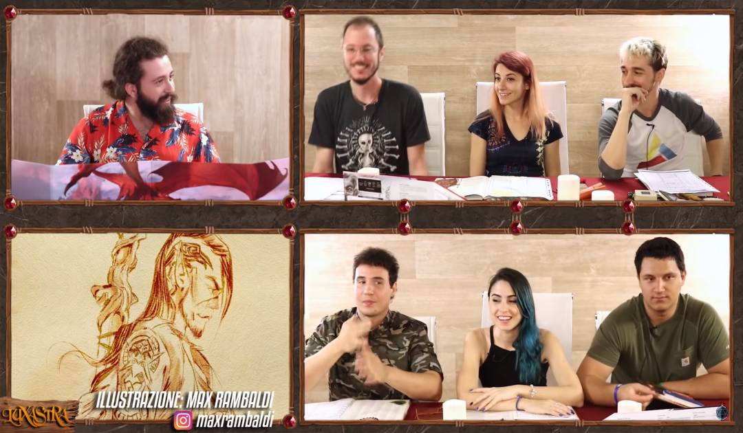 Screenshot dell'episodio 8 di Luxastra che introduce Michele Poggi ed il suo personaggio, Arion