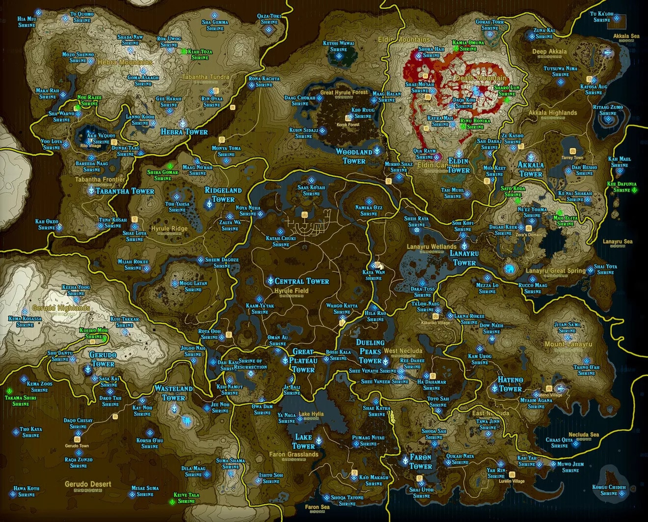 La mapa completa di tutti i santuari di Zelda Breath of the Wild, compresi quelli dei DLC