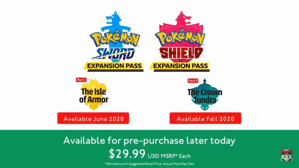 Pokémon Sword & Shield expansion pack names and prices