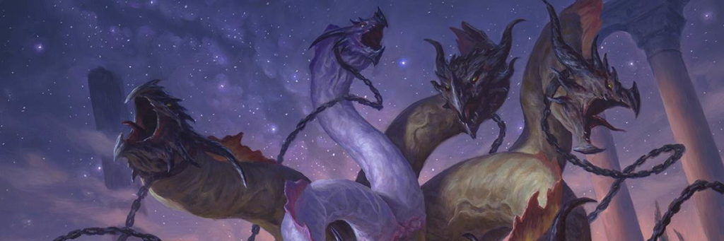 Polukranos Unchained, una creatura leggendaria decisamente giocabile in un mazzo Aggro Verde e Nero.