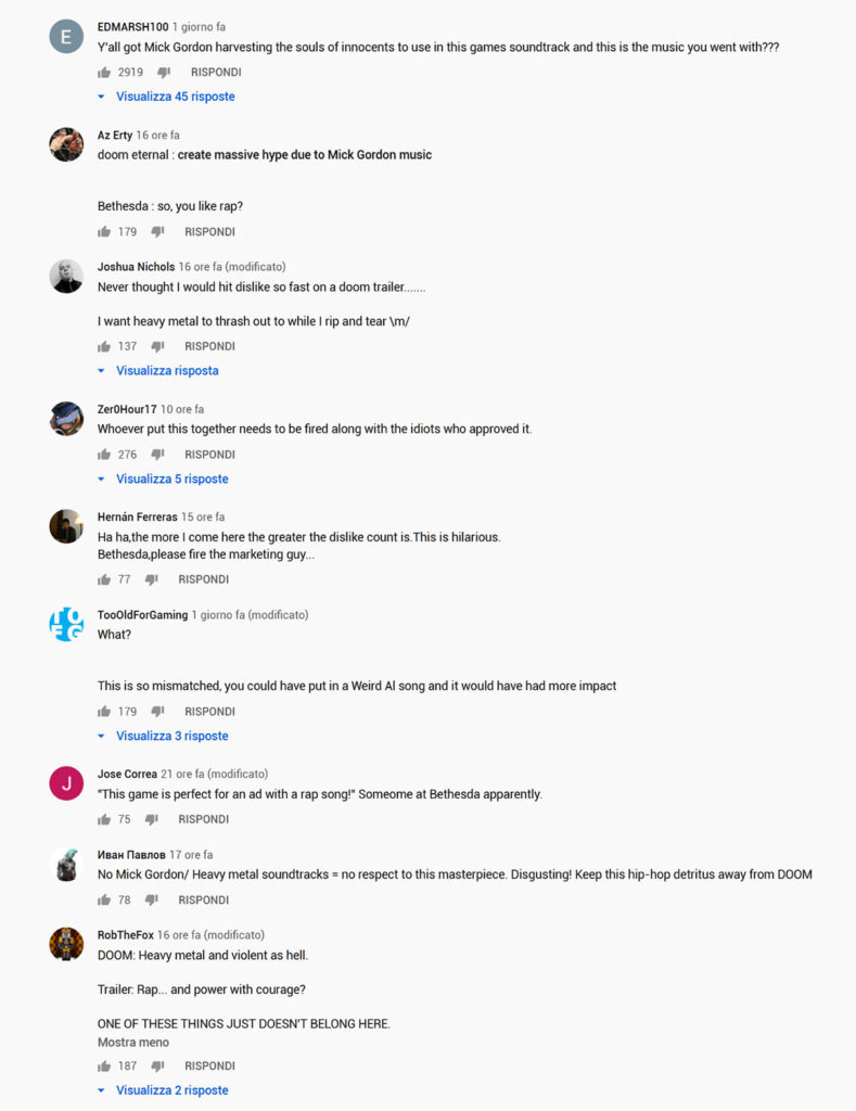 doom eternal commenti arrabbiati