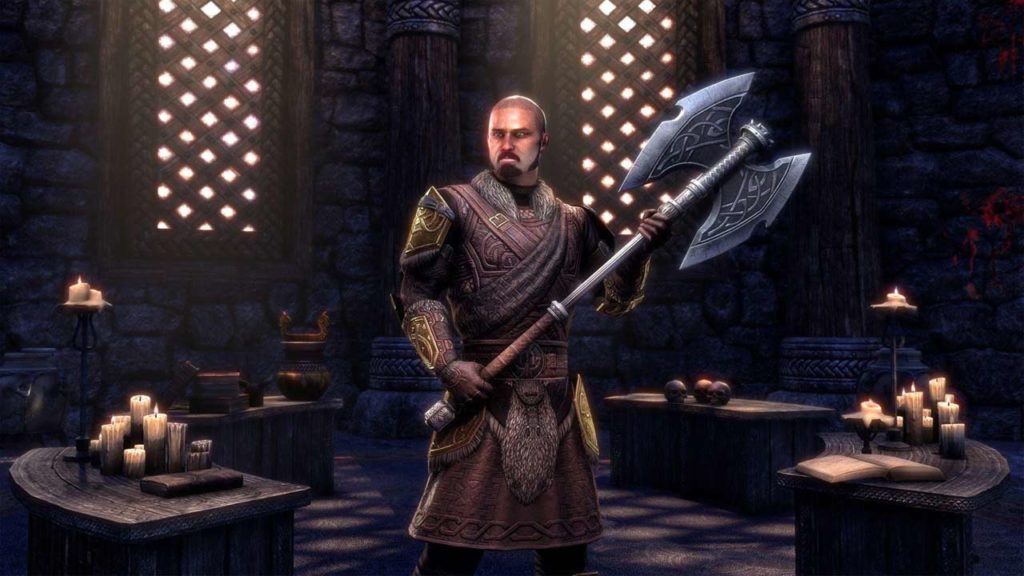 L'outfit style Lyris' Icereach Battle Axe introdotto dal DLC Harrowstorm di ESO